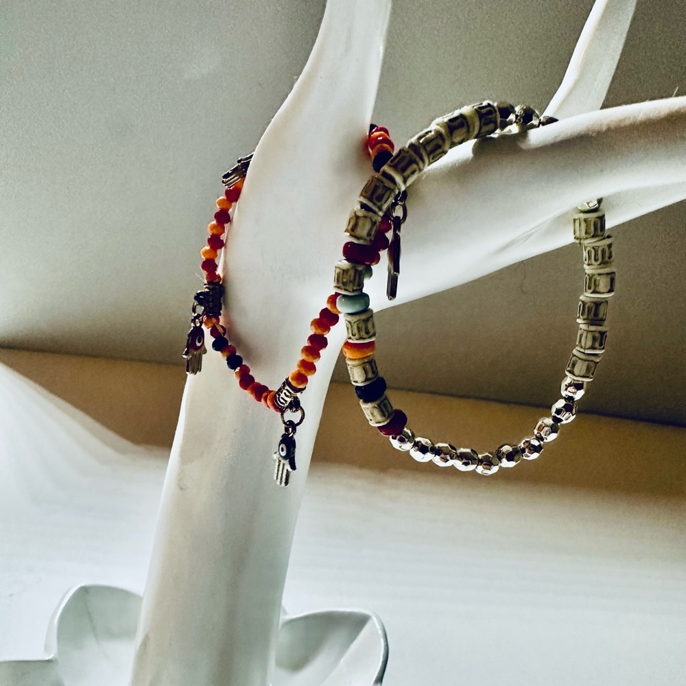 Vintage Tibetan Multicolor Mala Beads Good Karma Protection Brand New